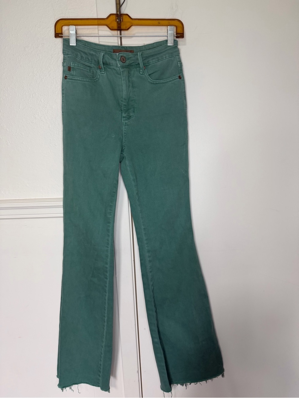 Judy Blue Straight Leg Flare Sea Green Jeans size 26